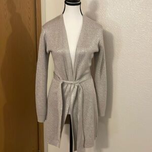 White House Black Market Silver Cardigan Sweater